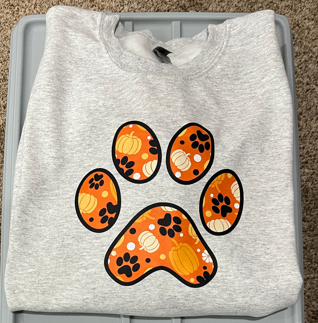 Fall Pumpkin Paw Sweatshirt - pets, dogs, fall, Halloween!