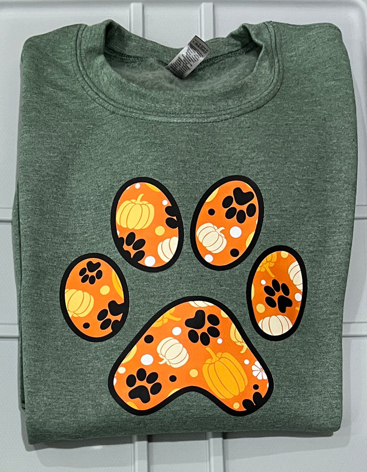 Fall Pumpkin Paw Sweatshirt - pets, dogs, fall, Halloween!