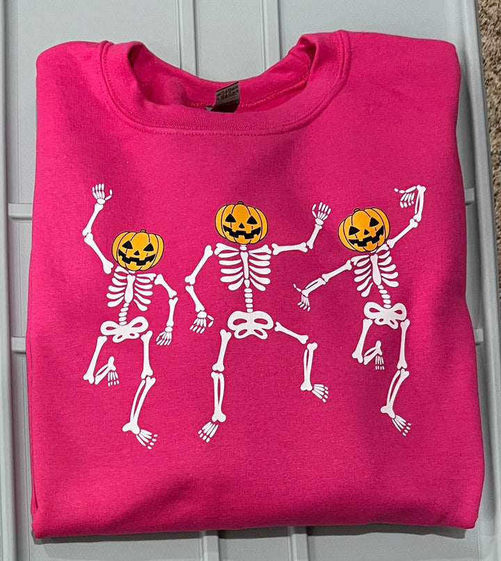 Fun pumpkin skeletons dancing sweatshirt - fall/Halloween/costume