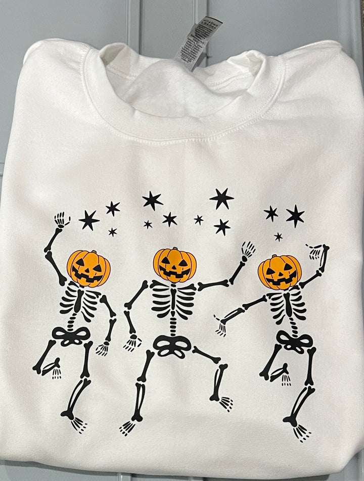 Fun pumpkin skeletons dancing sweatshirt - fall/Halloween/costume