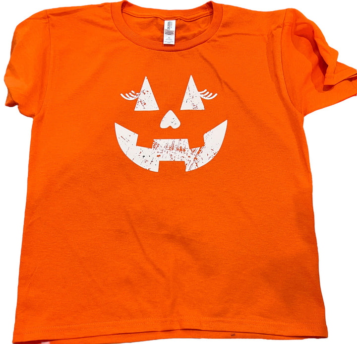 Pumpkin face orange tee or hoodie - YOUTH - Fall/Halloween