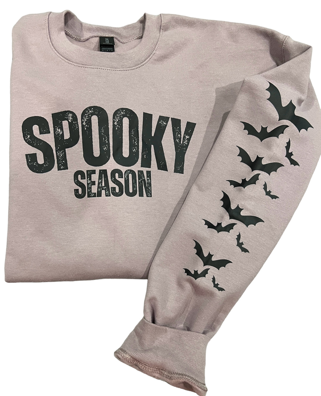 Spooky season sweatshirt - bats on sleeve - fall/halloween