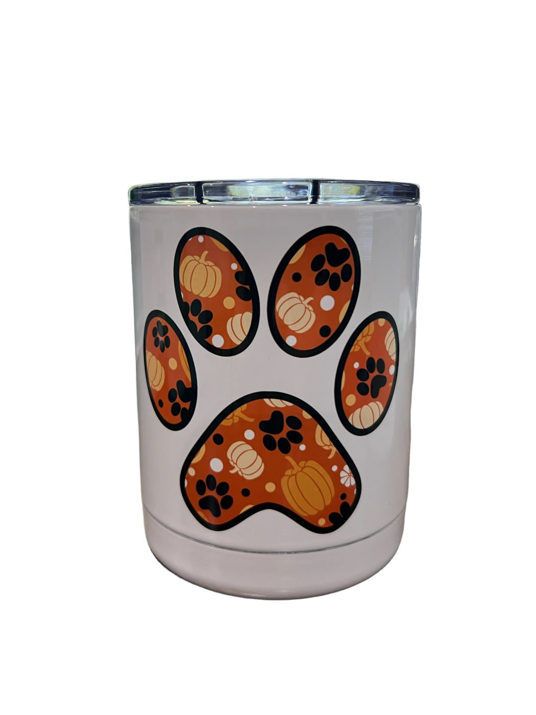 Pet paw print with pumpkins - Lowball tumbler