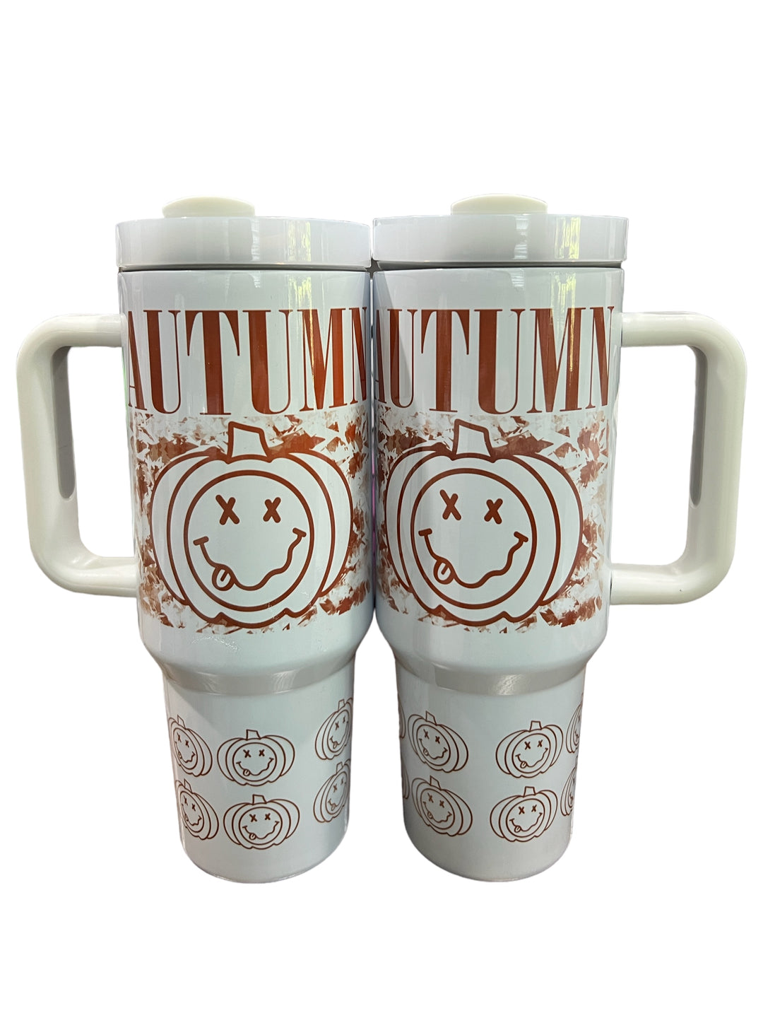 AUTUMN - pumpkin - Nirvana nod - 40 oz quencher tumbler with lid and straw