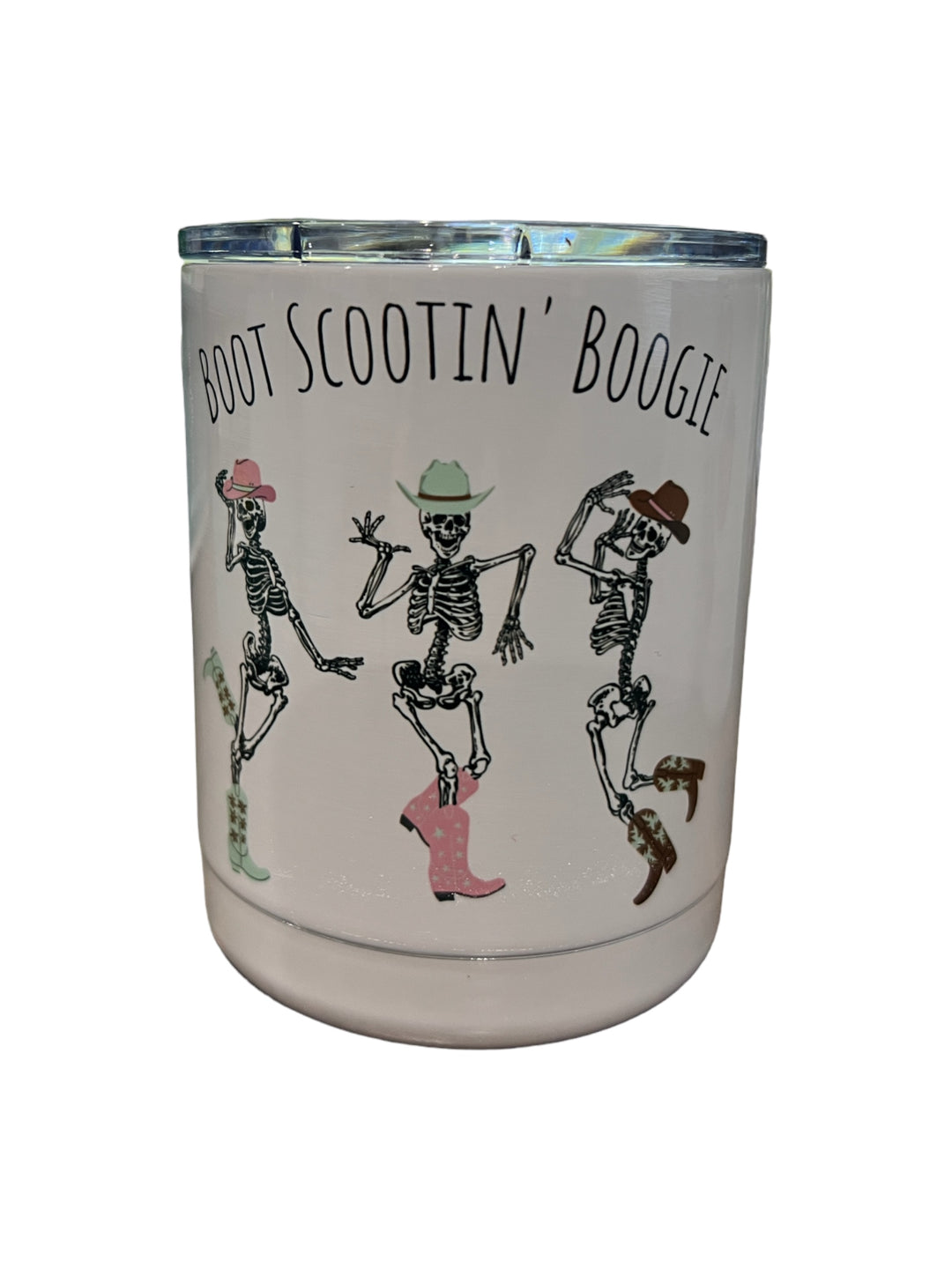 Boot Scootin Boogie - country dancing skeletons - lowball tumbler