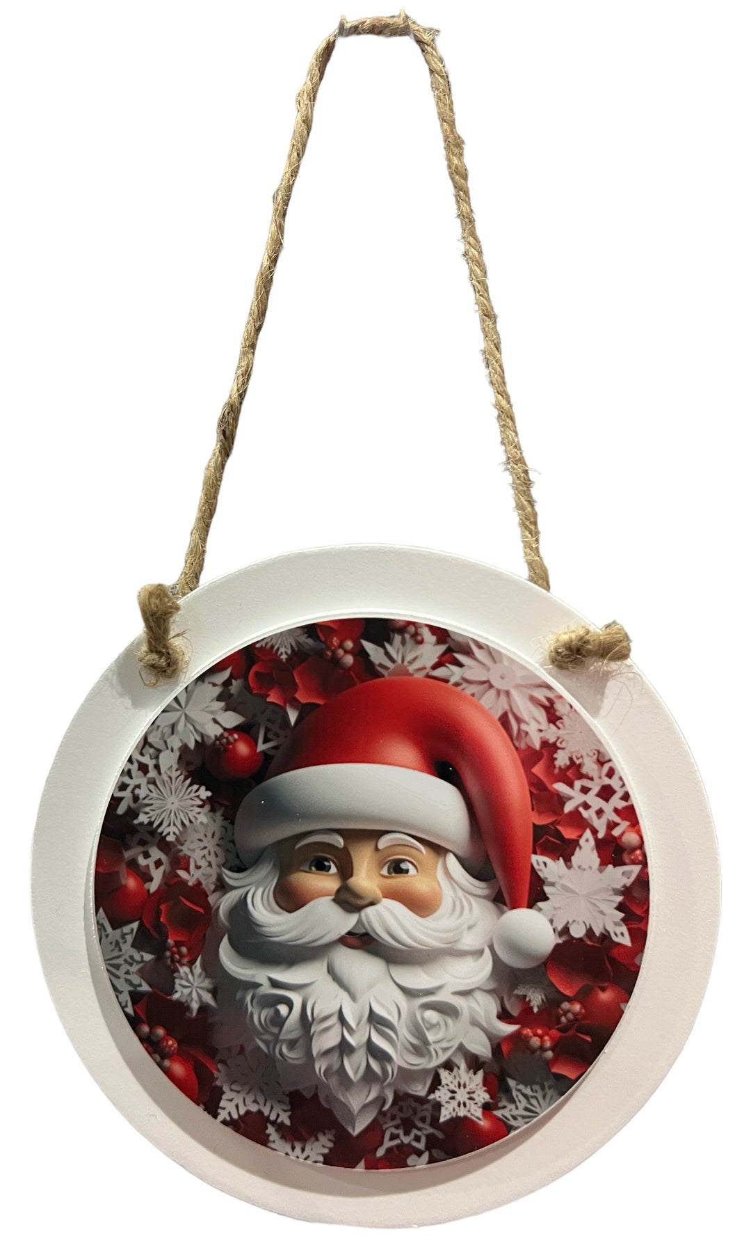 Santa 3D looking - Christmas large round ornament