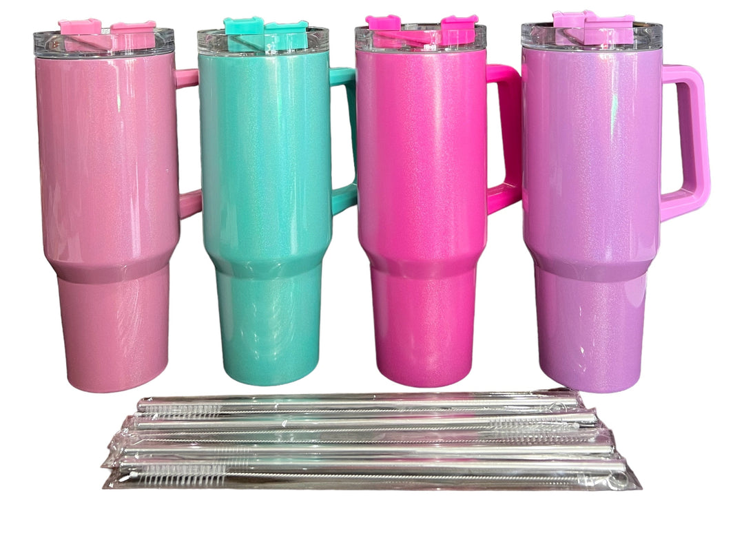 Miller Arabians 40 oz shimmer quencher tumbler with lid and straw (white with no shimmer also available)
