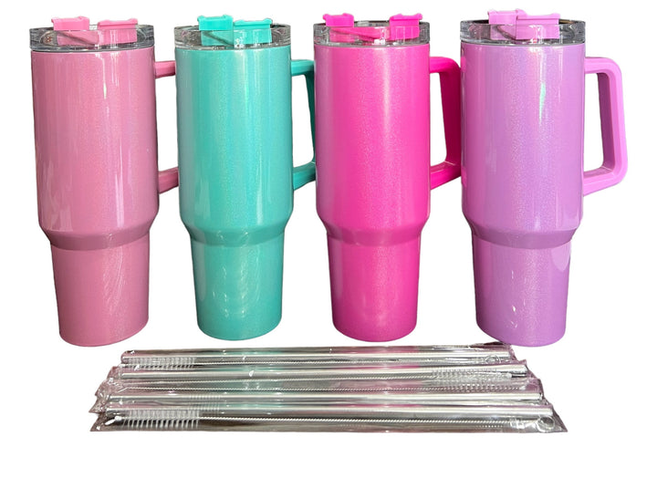 Miller Arabians 40 oz shimmer quencher tumbler with lid and straw (white with no shimmer also available)