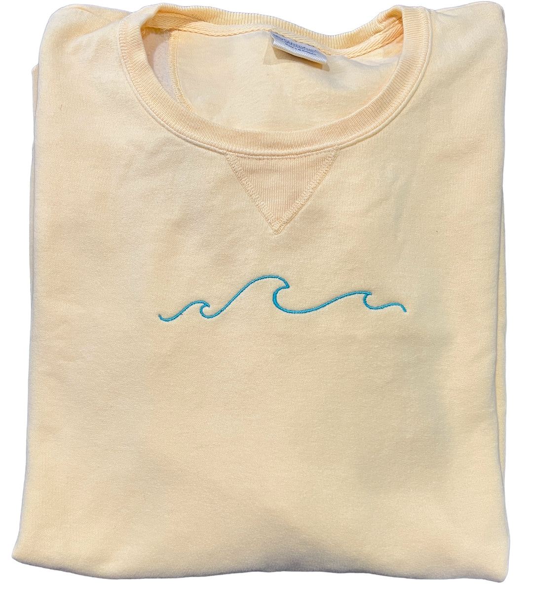 Wave Embroidered UPGRADED Comfort Wash Sweatshirt - Summer/Ocean/Beach/Vacation