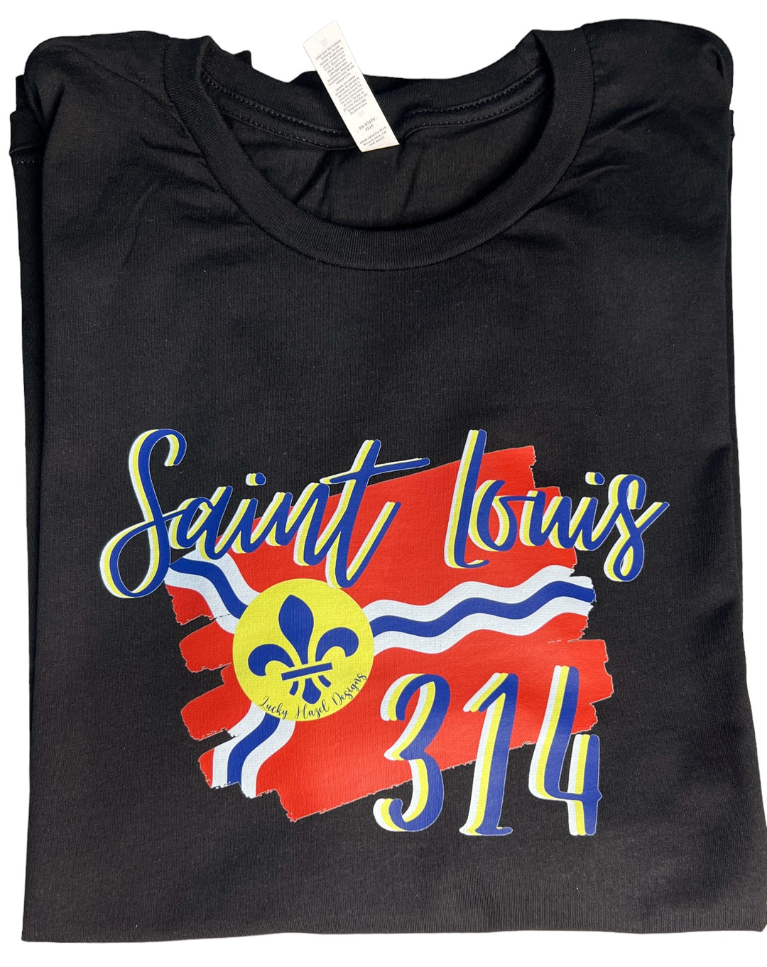 Saint Louis 314 and Flag black short sleeve tee