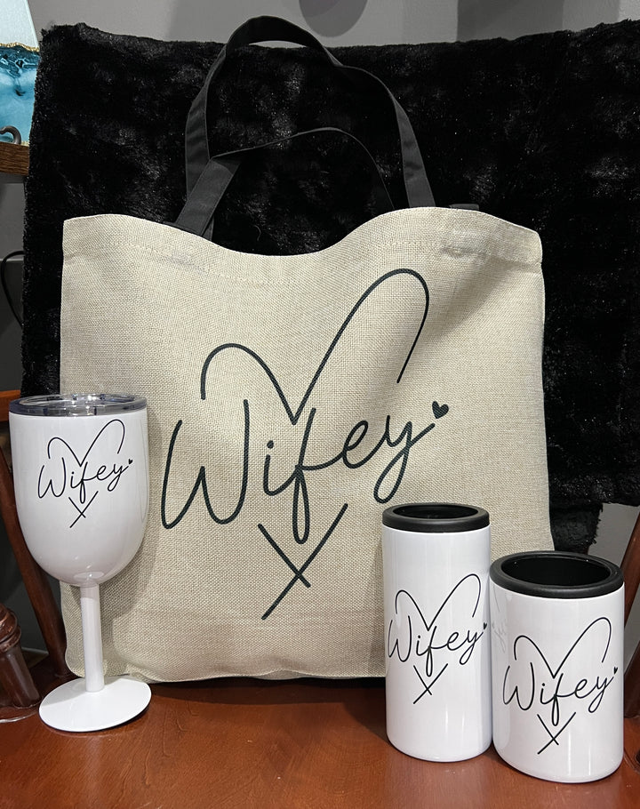 Wifey metal slim can koozie