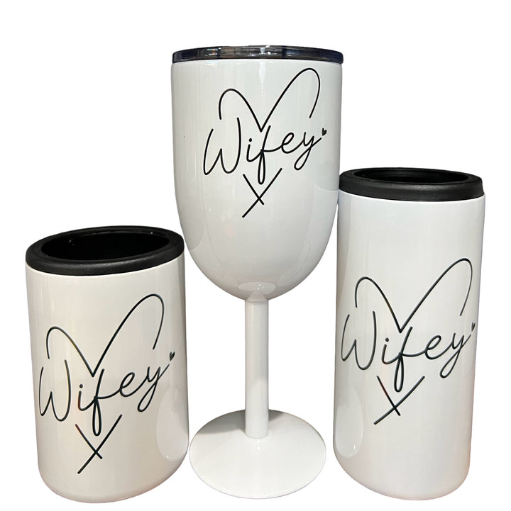 Wifey metal slim can koozie