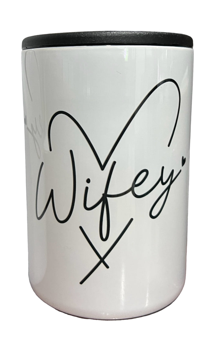 Wifey metal slim can koozie