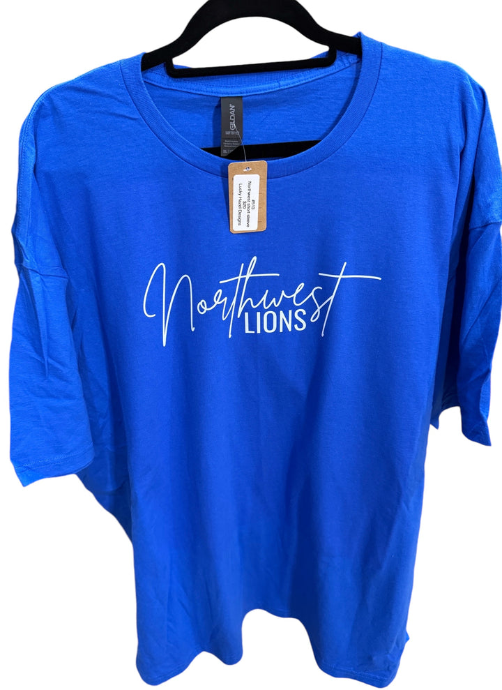 Northwest (cursive) Lions high school short & long sleeve tees & sweatshirts