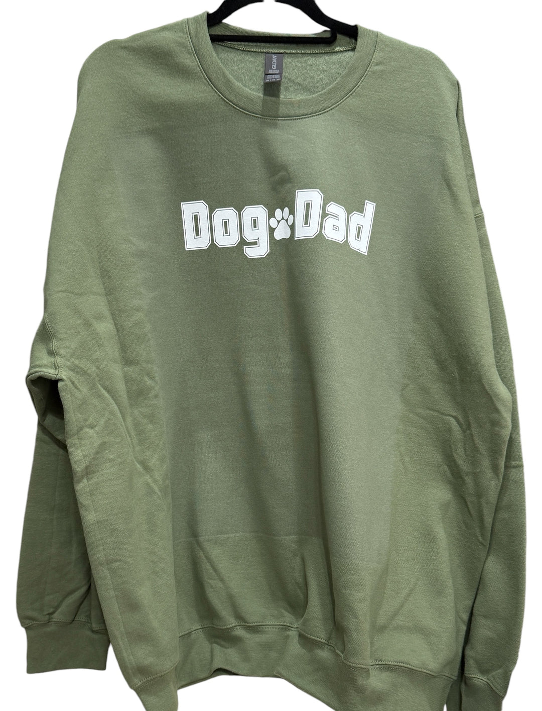 Dog dad on military green sweatshirt