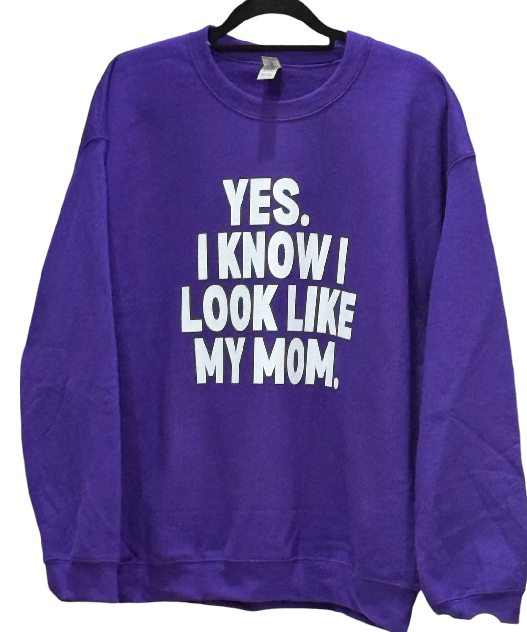 Yes I know I look like my mom purple sweatshirt