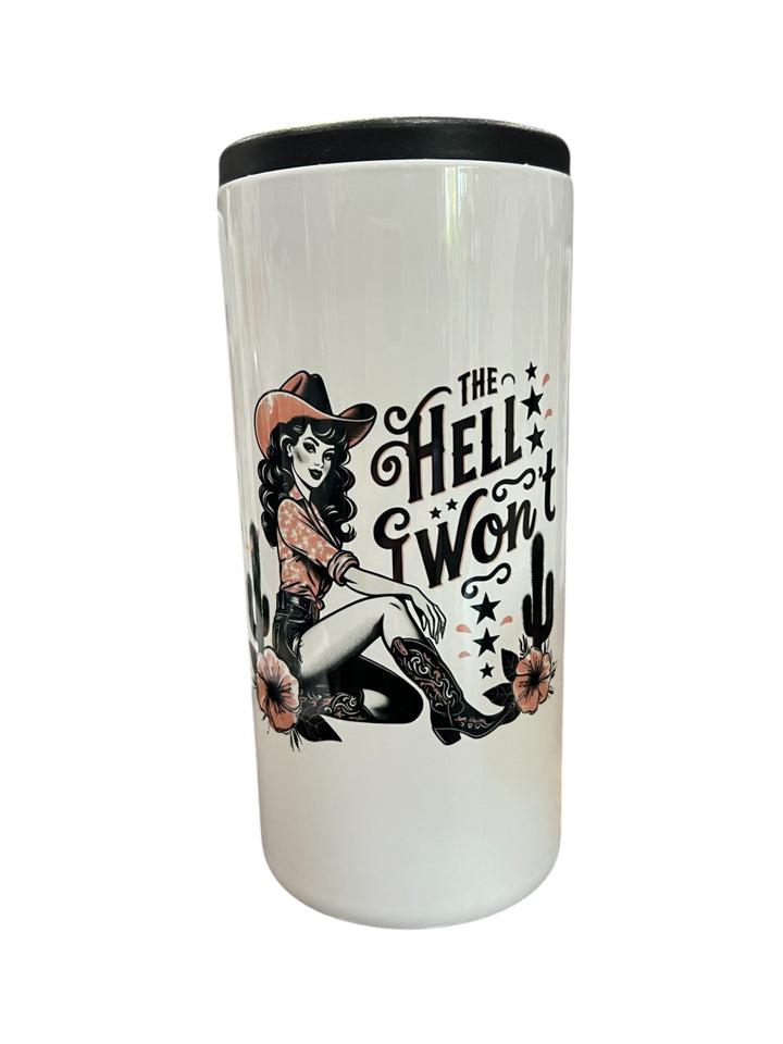 The hell I won’t - metal slim can koozie