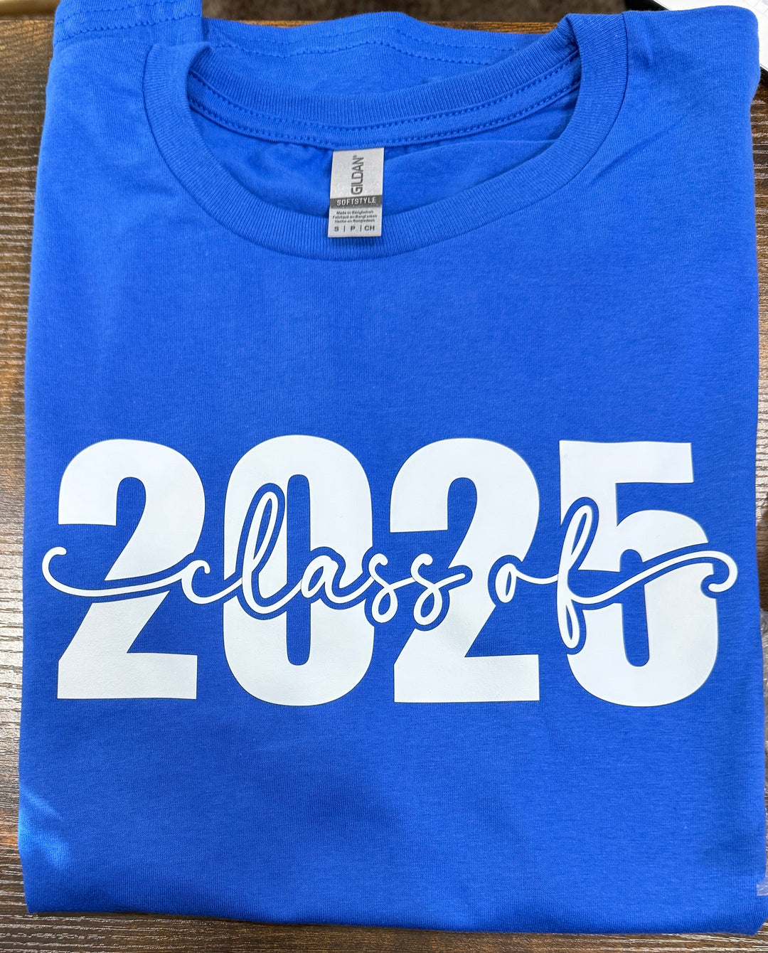 Seniors - Class of 2025 royal blue short sleeve tee - high school, college