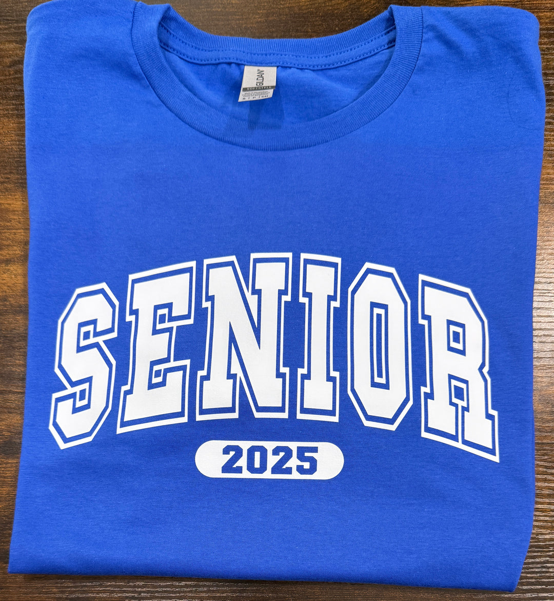 Seniors - Class of 2025 royal blue short sleeve tee - high school, college