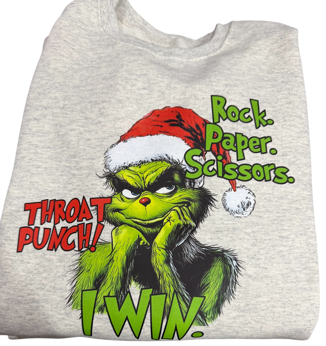 Rock, paper, scissors, throat punch Grinch Sweatshirt - Christmas