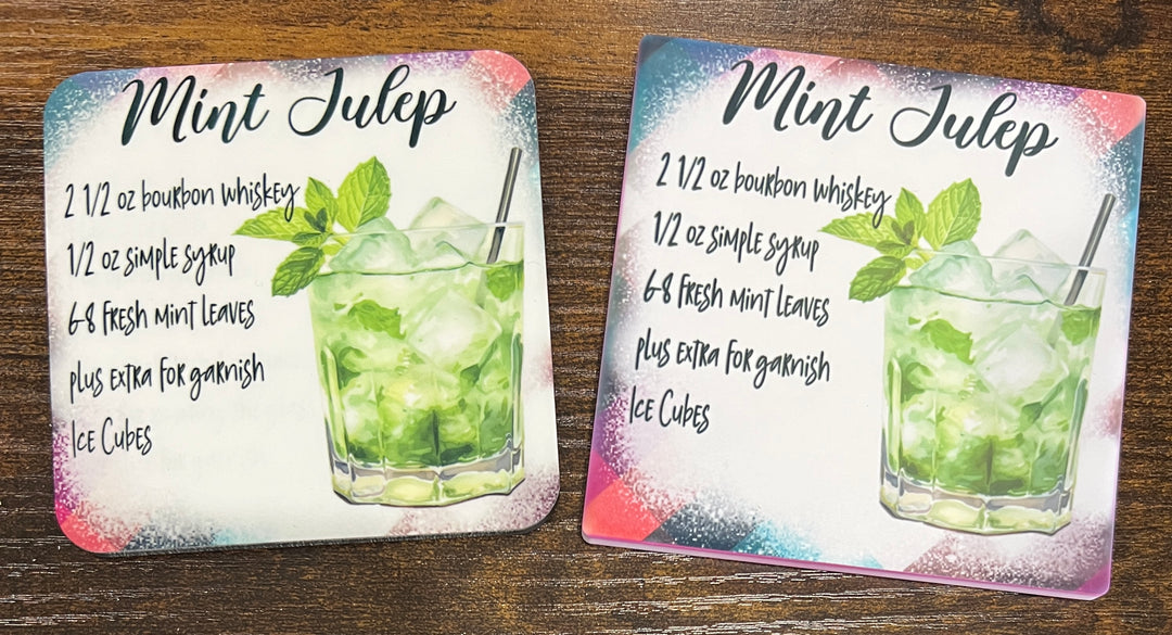 Mint Julep recipe bar coaster