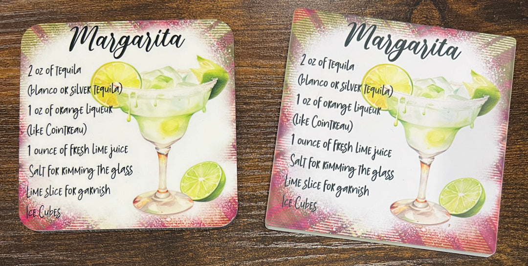 Margarita recipe bar coaster