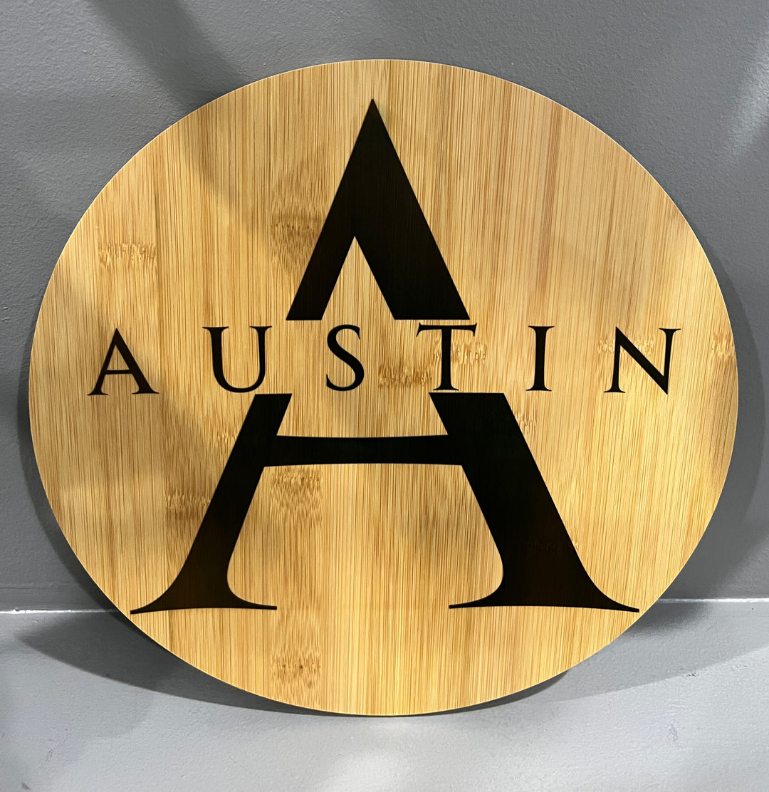 12” round customizable charcuterie board/kitchen decor/cutting board - initial/last name