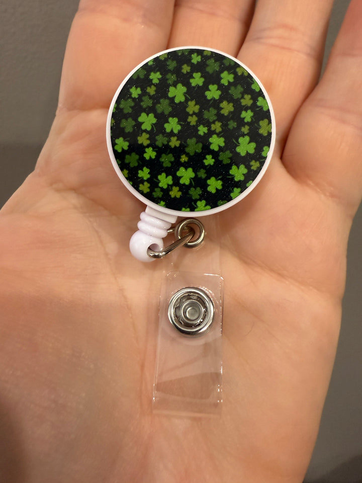 Clovers/Shamrocks Badge Reel - school, office, medical, nurse, professional