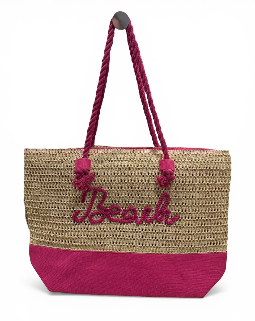 Beach sewn rope and crochet strap tote bag