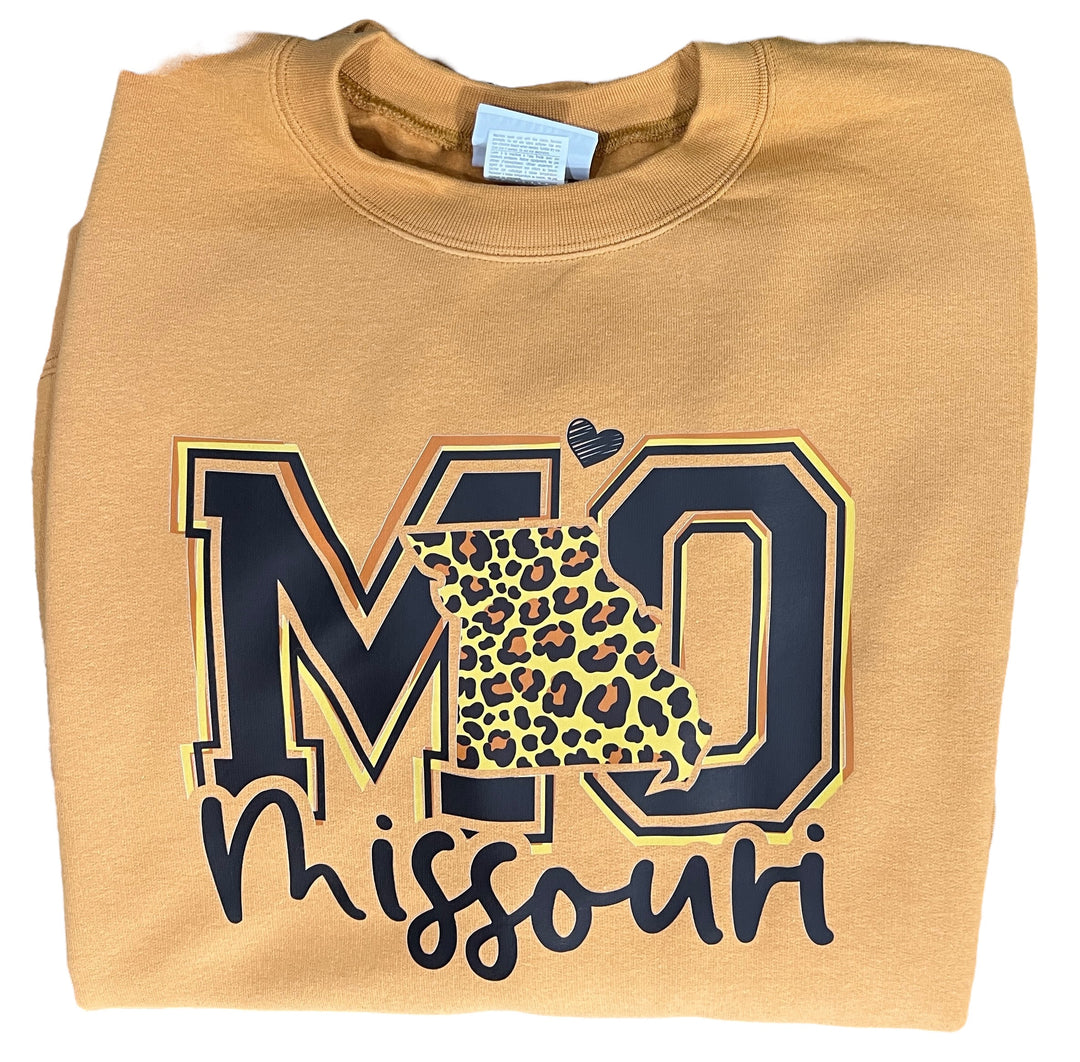 Missouri gold sweatshirt - leopard print, State of Missouri, MO