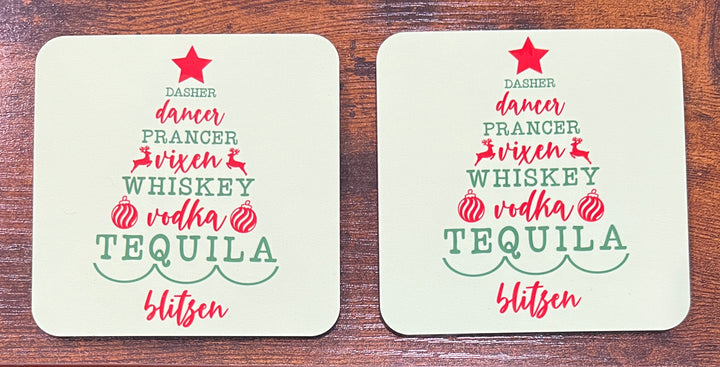 Reindeer drinking names coaster - Funny - Christmas