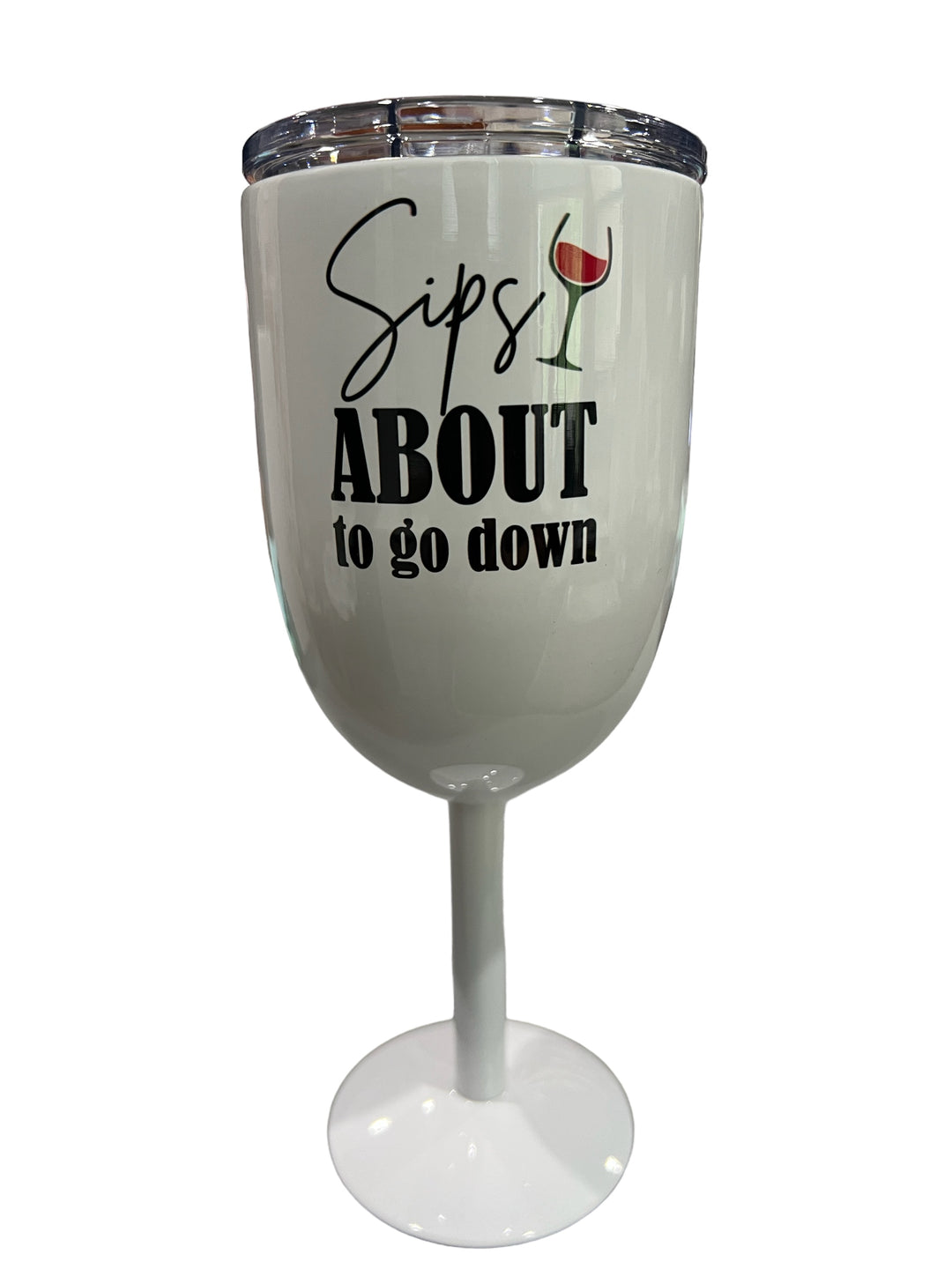 Sips about to go down stemmed wine tumbler