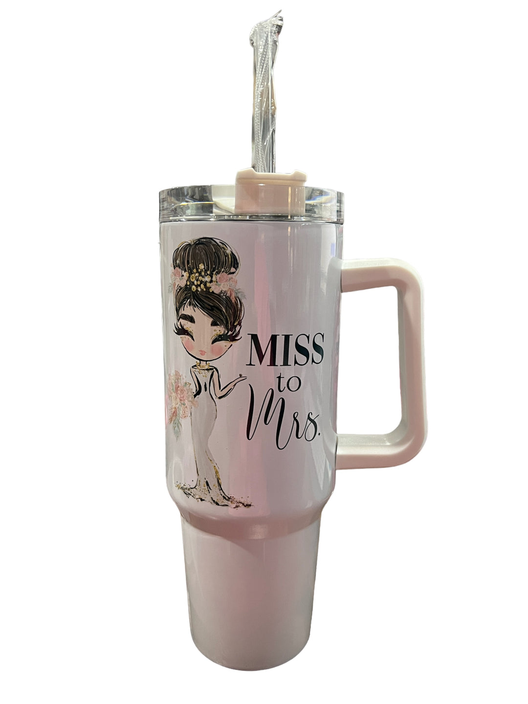 Miss to Mrs - 40 oz quencher tumbler with lid and straw