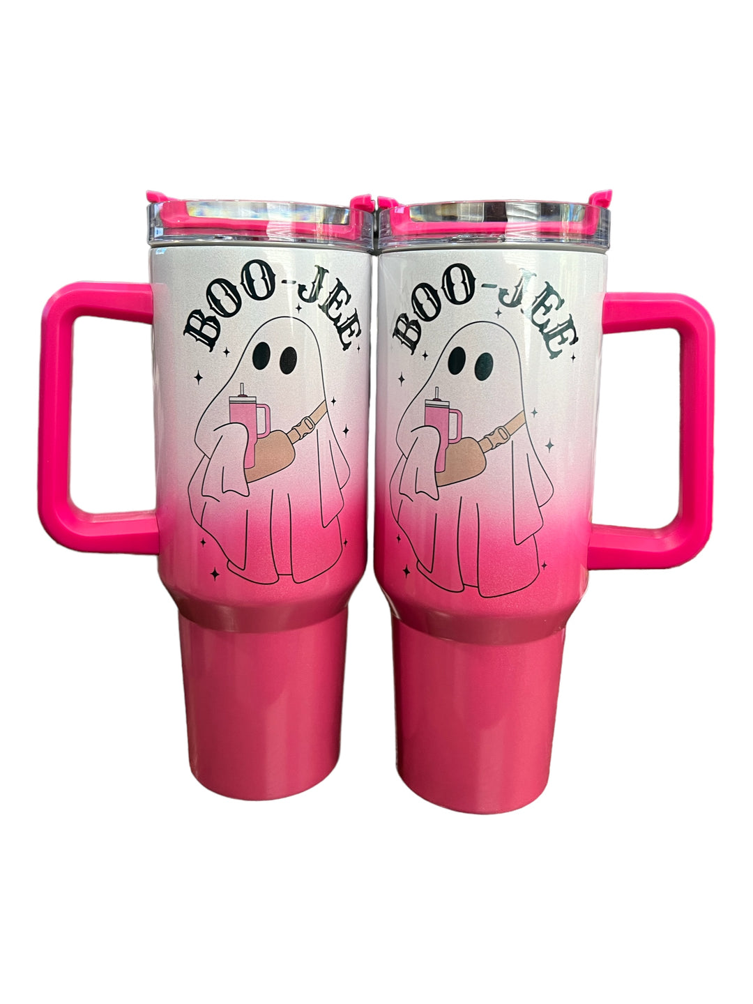 BOO-JEE funny ghost 40 oz quencher shimmer tumbler with lid and straw - Halloween/Fall