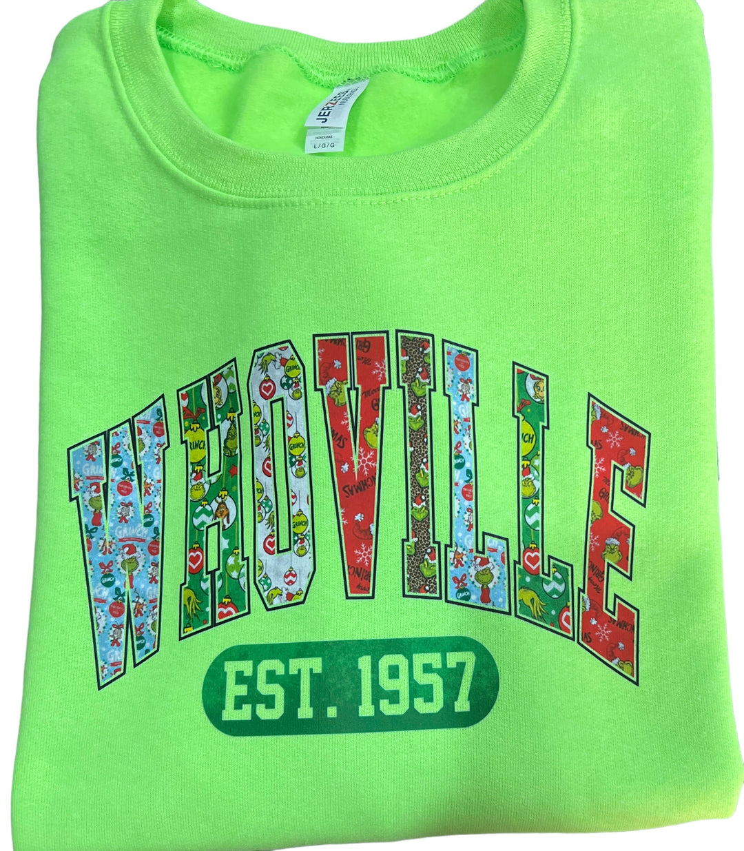 Whoville Sweatshirt - Neon Green - Christmas