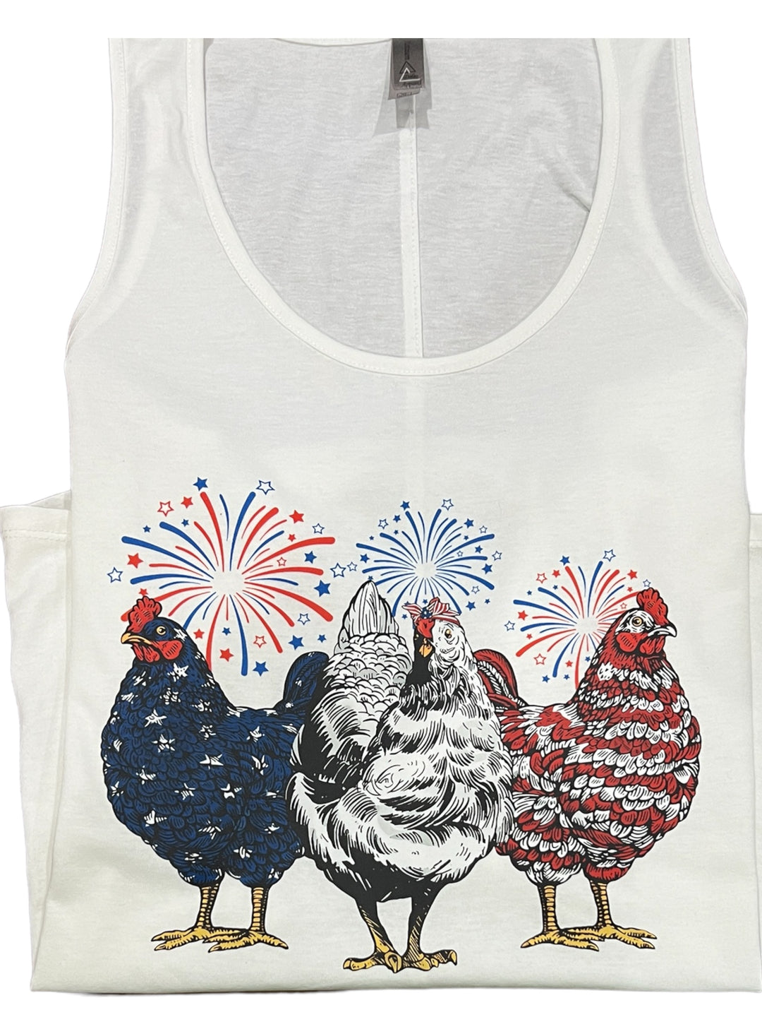 Red white and blue chickens tank top - Summer/Vacation/4th of July