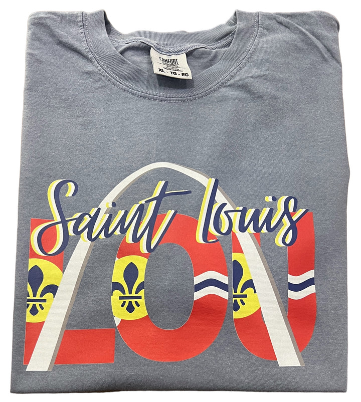 Saint Louis Lou - St Louis Arch - Flag Comfort Colors short sleeve tee