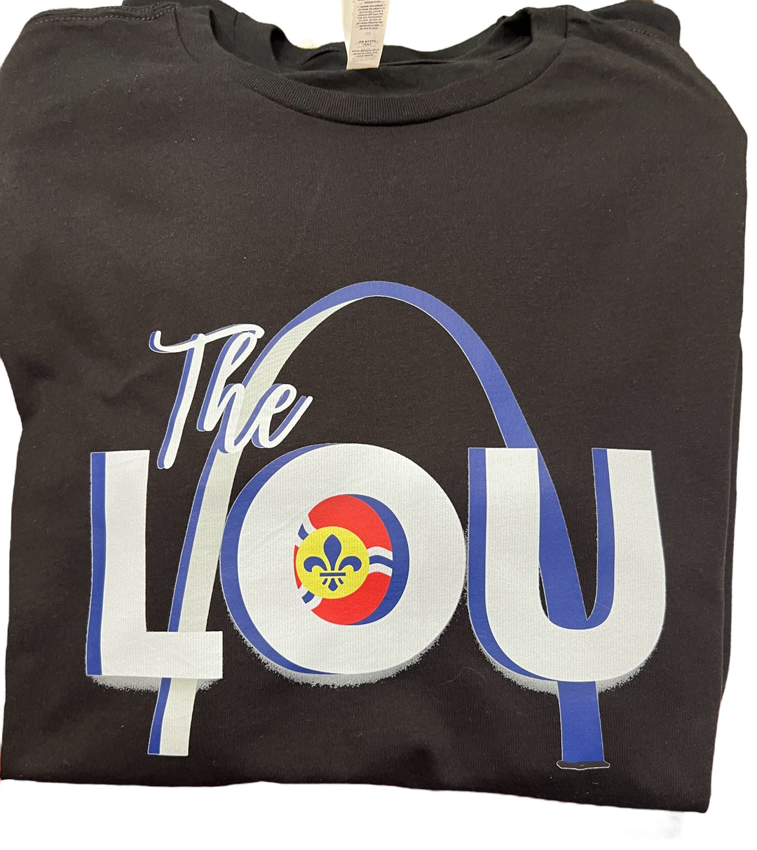 The Lou Arch and Flag black short sleeve tee