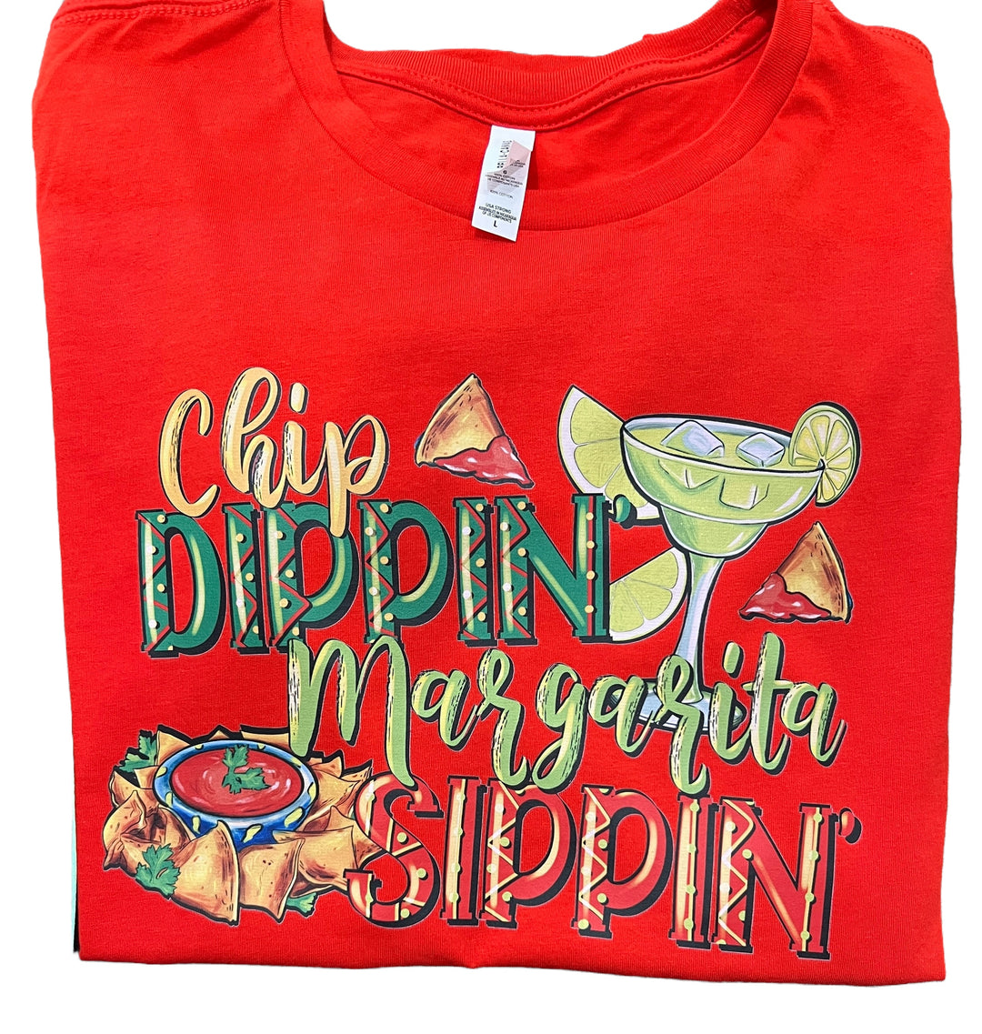 Chip dippin' margarita sippin' women's relaxed fit poppy short sleeve tee - Cinco de Mayo/Taco Tuesdays/Margs/Mexican