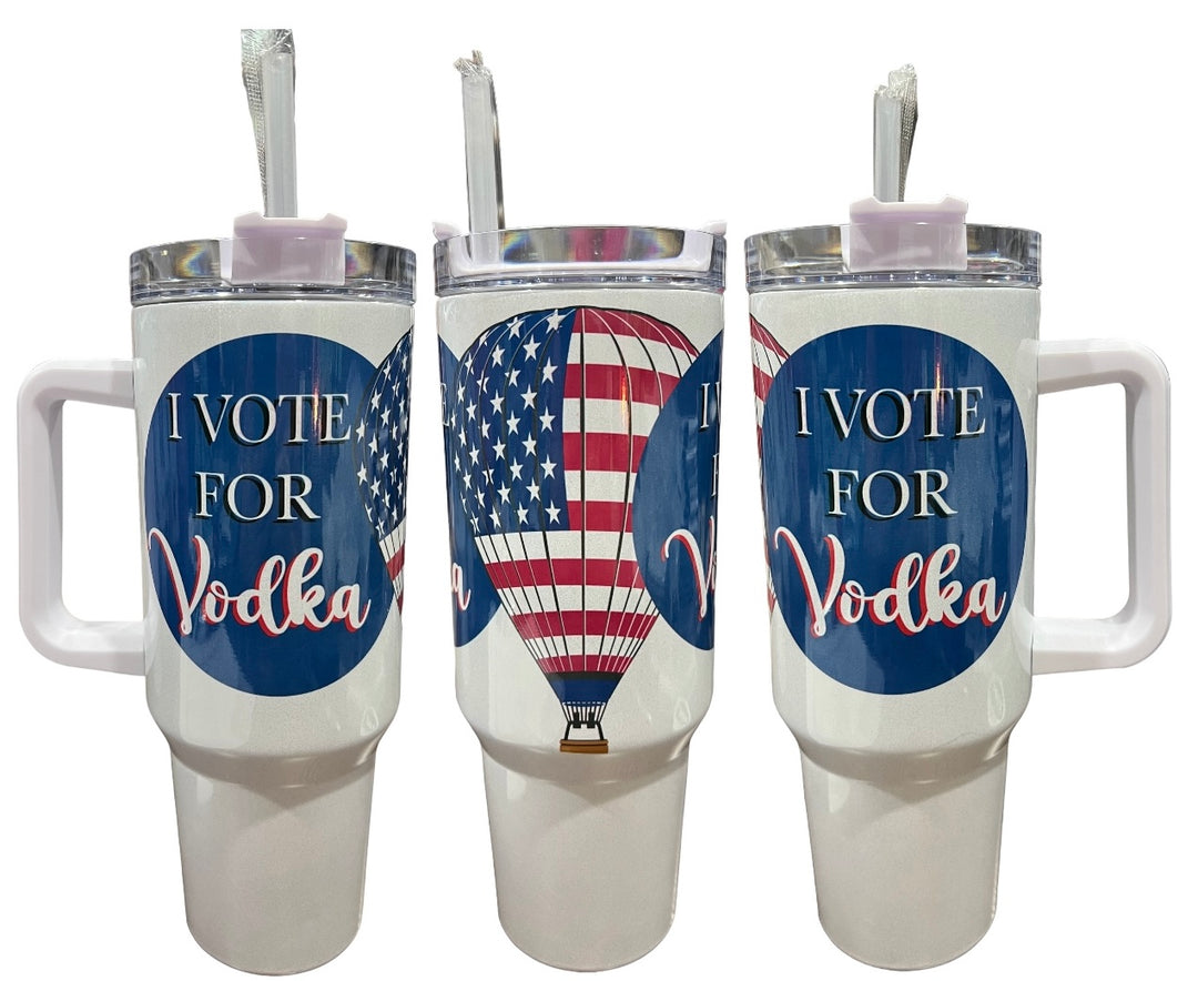 I vote for VODKA -shimmer 40 oz quencher tumbler with lid and straw