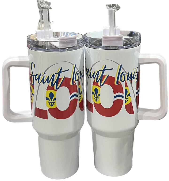 Saint Louis LOU with flag & arch - 40 oz quencher tumbler with lid and straw