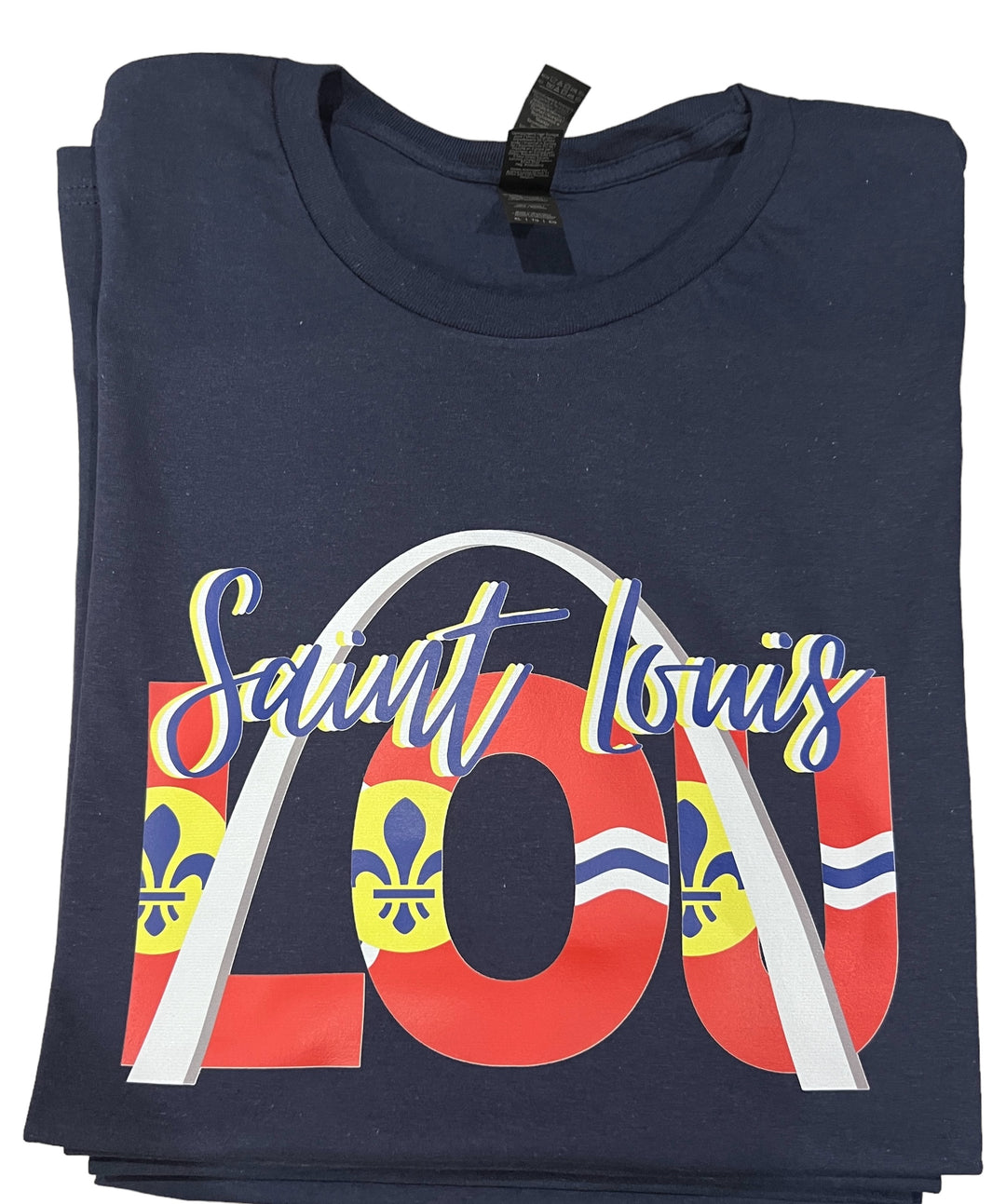 Saint Louis Lou - St Louis Arch - Flag navy short sleeve tee