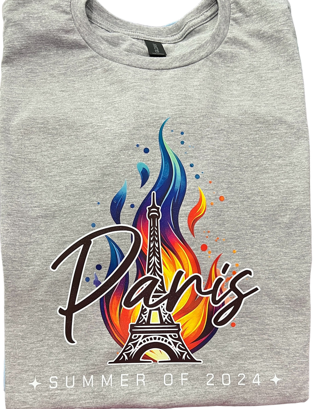 SALE!!  Paris Summer of 2024 with Eiffel Tower greyshort sleeve tee