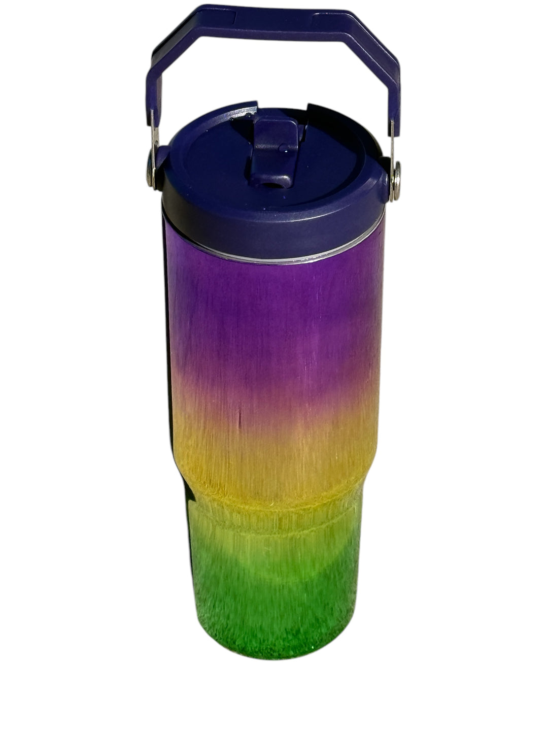 Mardi Gras shiny 30 oz handled sports tumbler