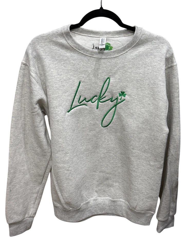 Lucky with clover Embroidered Sweatshirt - St Patrick's Day