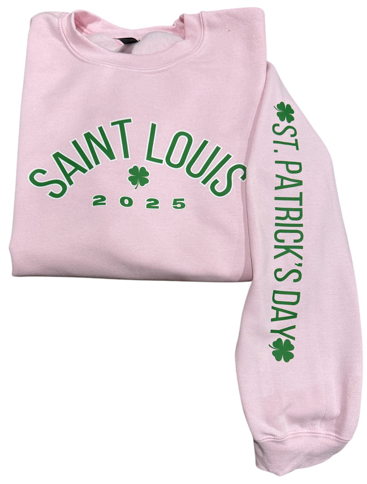 SAINT LOUIS 2025 sweatshirt - St Patrick's Day sleeve - St Louis, MO - hometown parade