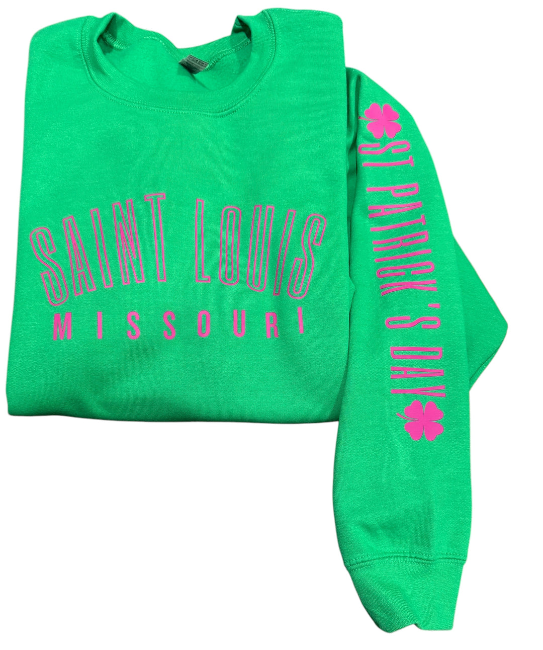 SAINT LOUIS, MISSOURI sweatshirt - St Patrick's Day sleeve - St Louis, MO - hometown parade