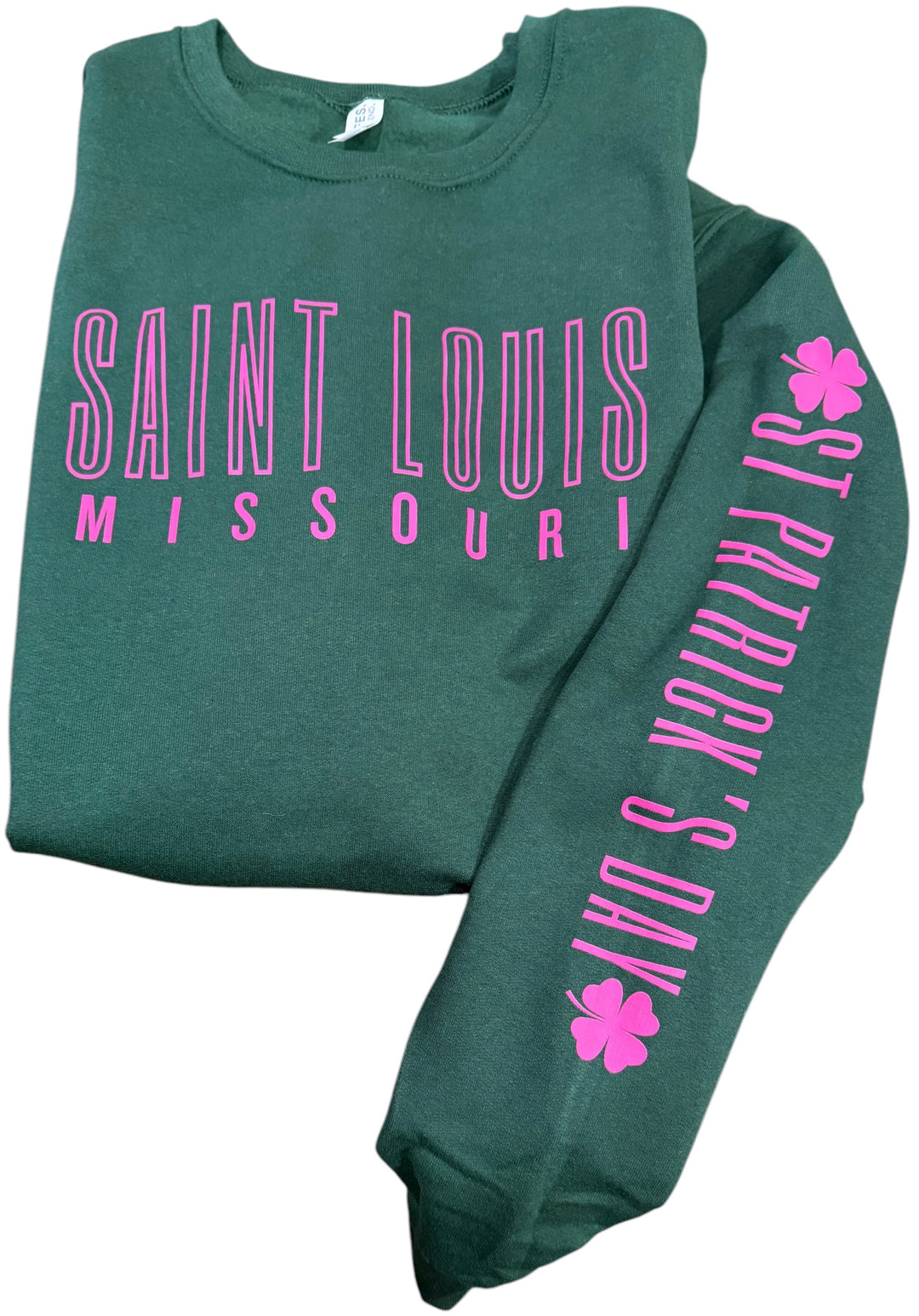 SAINT LOUIS, MISSOURI sweatshirt - St Patrick's Day sleeve - St Louis, MO - hometown parade