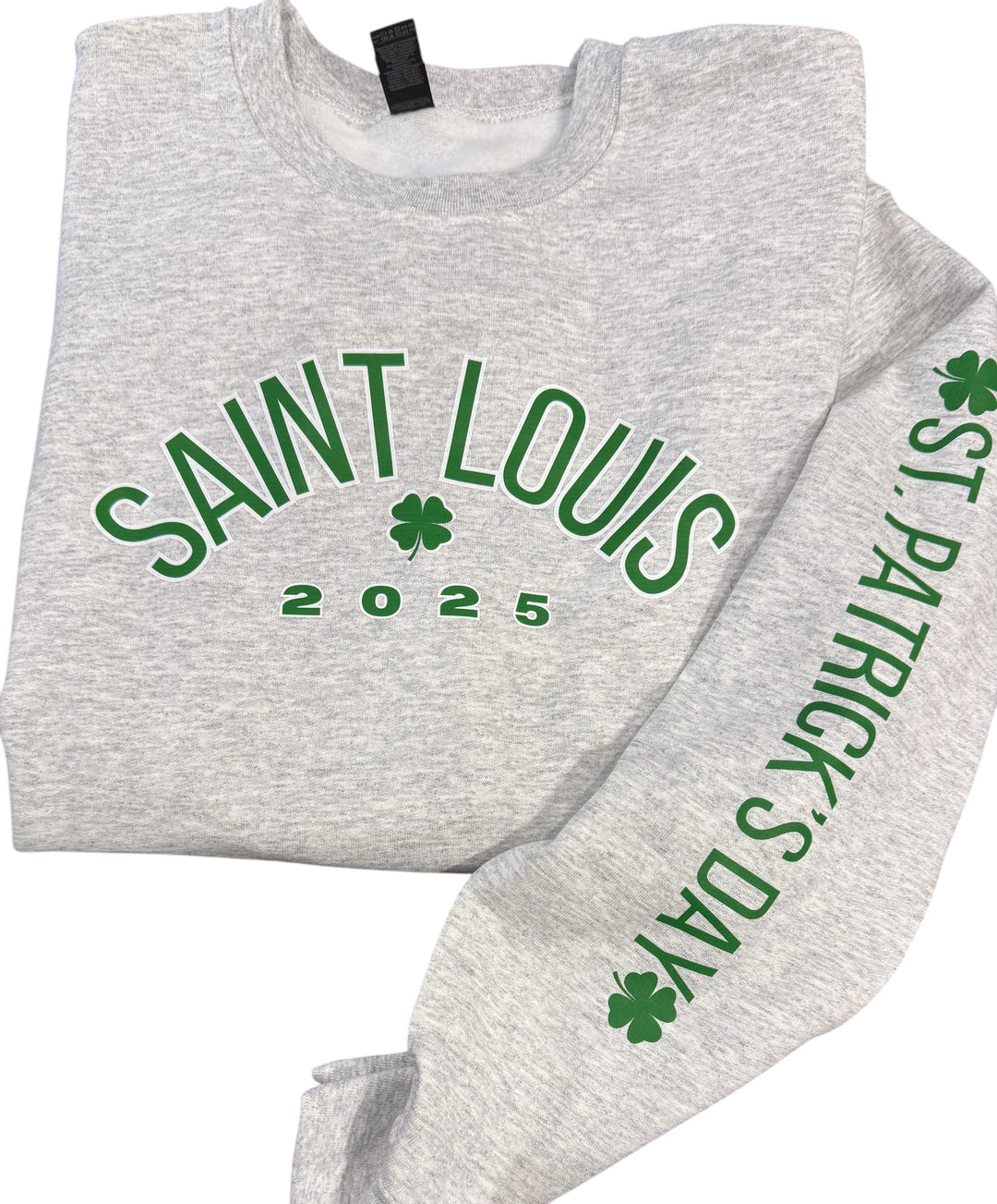 SAINT LOUIS 2025 sweatshirt - St Patrick's Day sleeve - St Louis, MO - hometown parade