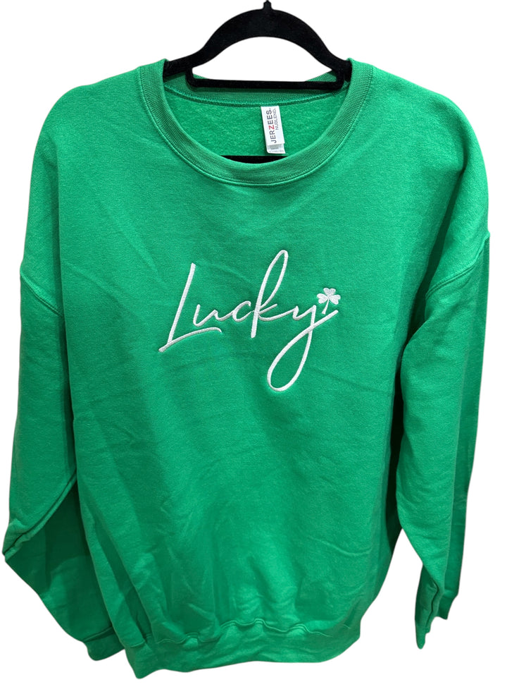 Lucky with clover Embroidered Sweatshirt - St Patrick's Day